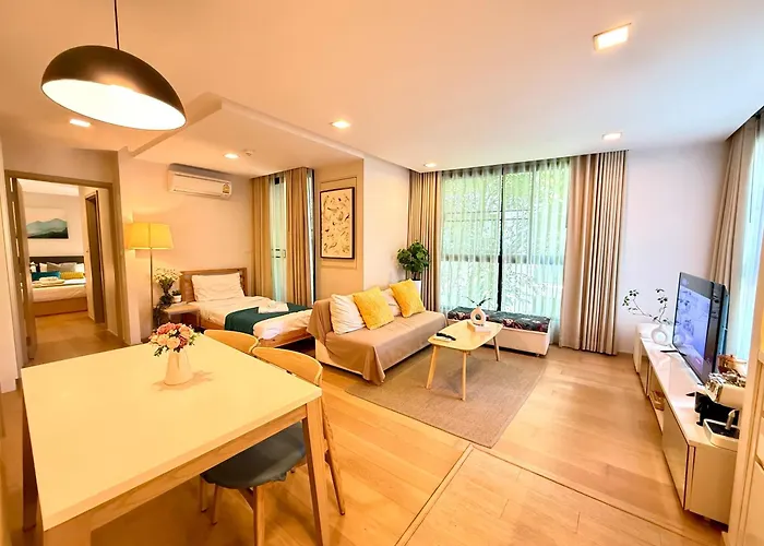 Apartment Cozy Spacious 1br 2bed Gardenview 500m Bts Thonglo, Samitivej, Skv49, Rooftop Pool, Fast 500mbps Wifi *